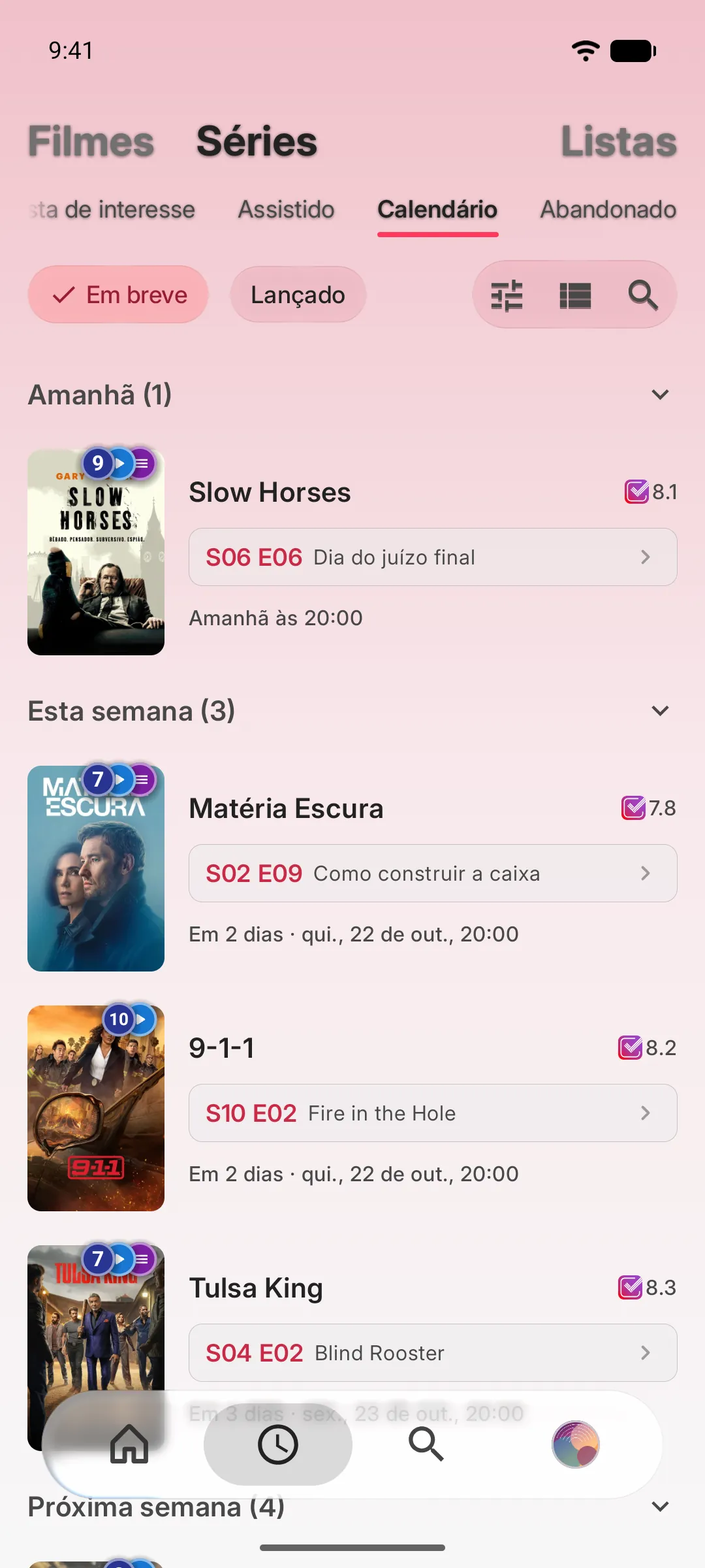 Calendário de lançamentos dos próximos episódios
