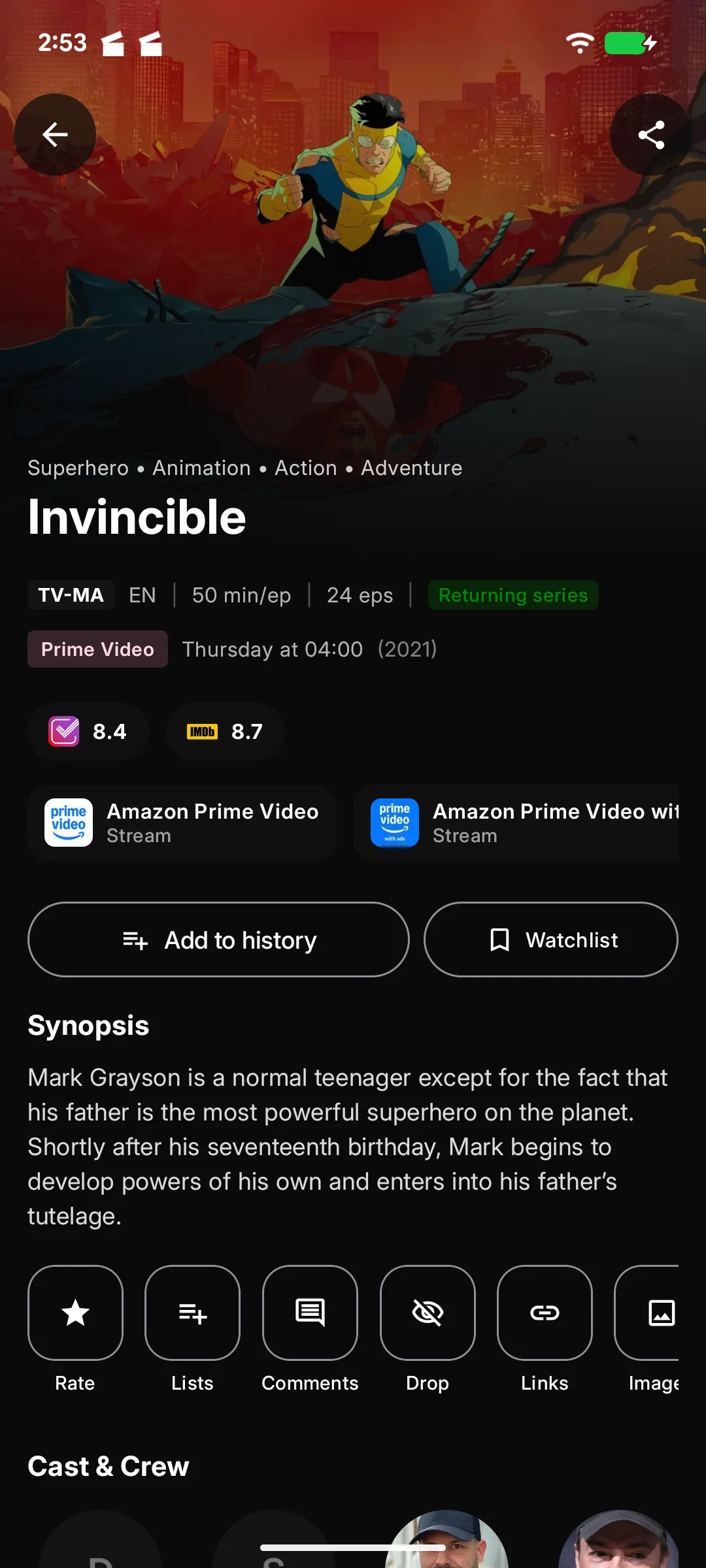 TV show details page