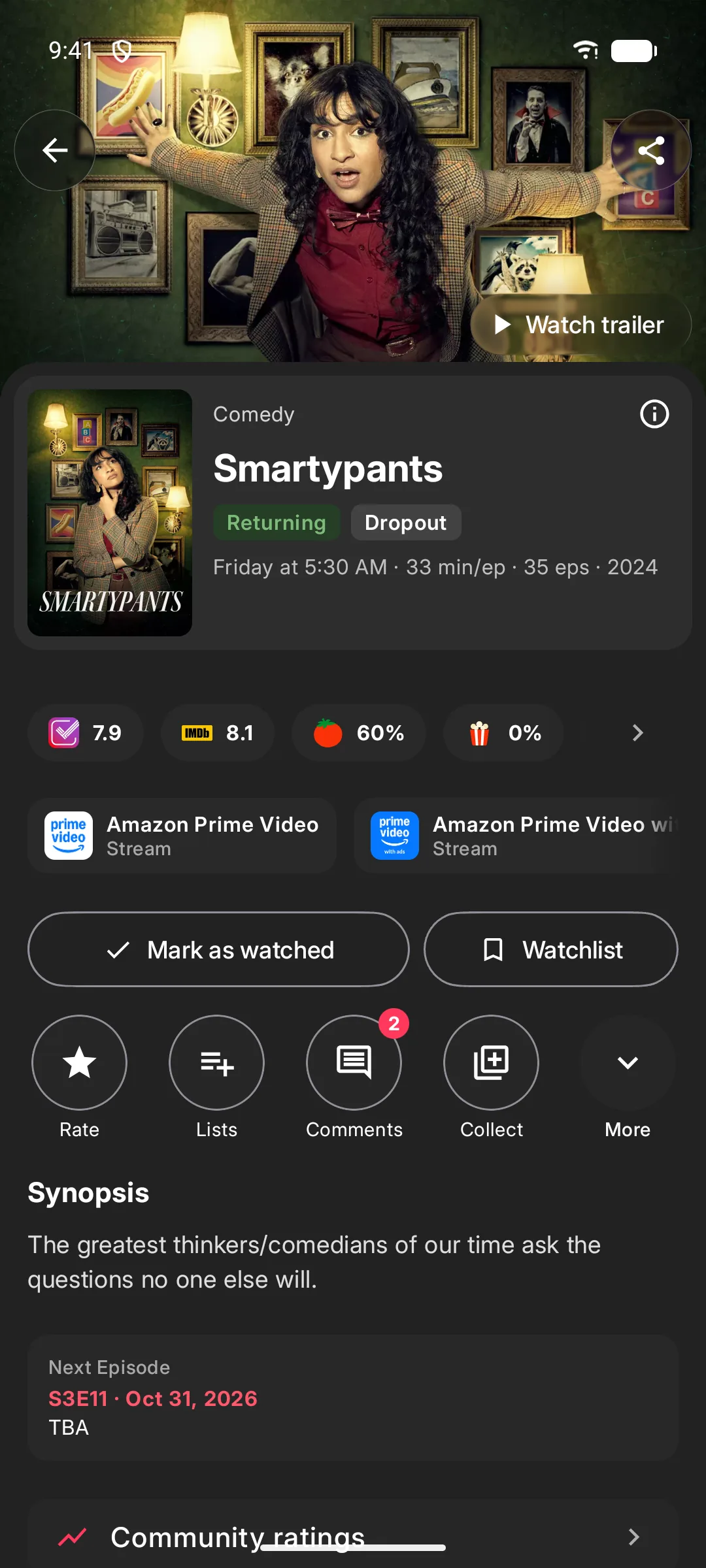 TV show details page