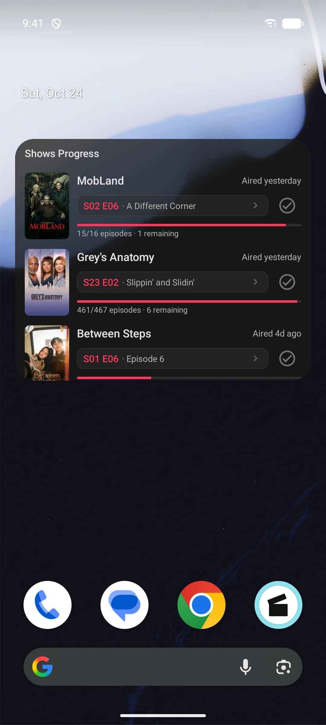 Shows Progress widget on an Android home screen